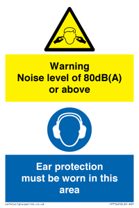 Warning Noise level of 80dB(A) or above. Ear protection must be worn in this area